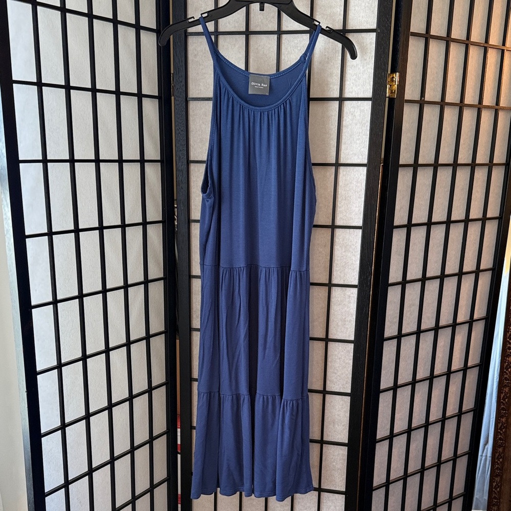 Olivia Rae tiered mid length blue dress size L